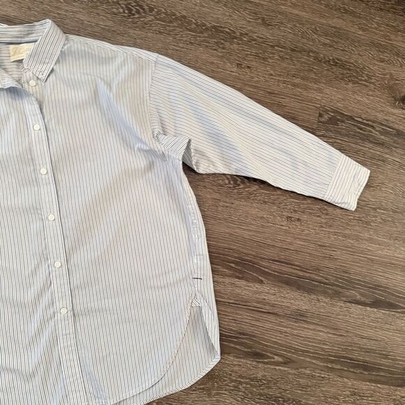J. Crew Blue and White Stripe Relaxed Button Up - Picture 4 of 9